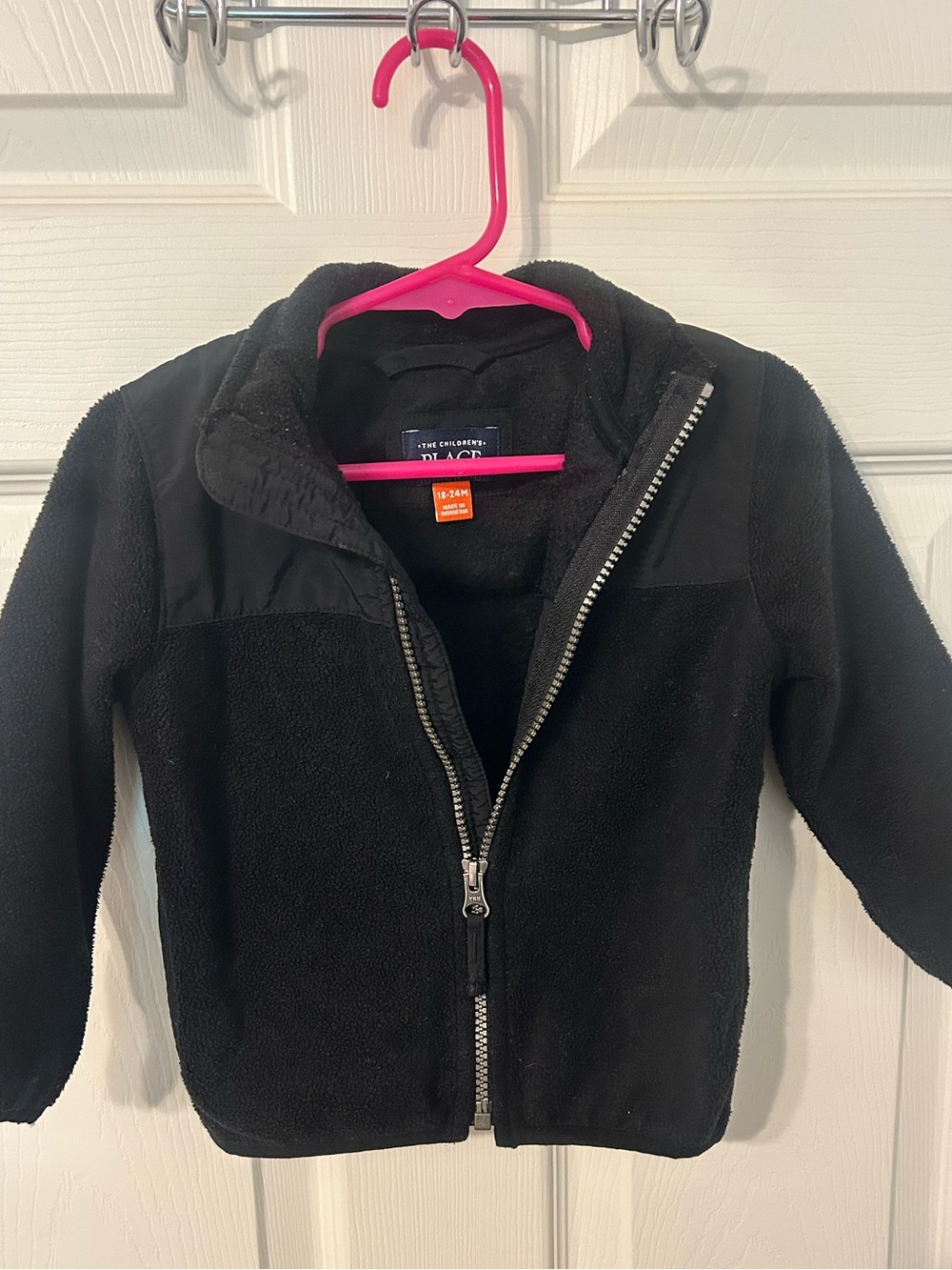 Baby Boys, The Children's Place, Black Zip-Up Fleece Like Jacket,18-24 months